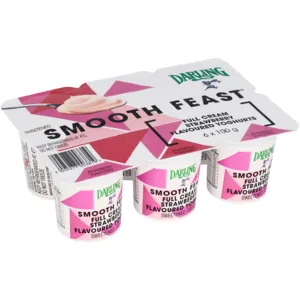 Darling Full Cream Strawberry Flavoured Yoghurts 6 x 100g