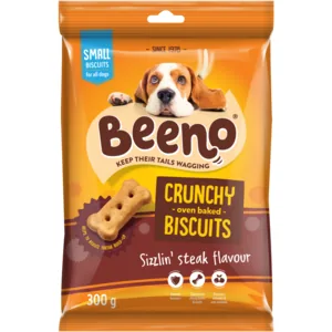 BEENO Sizzlin' Steak Flavour Crunchy Oven Baked Dog Biscuits 300g