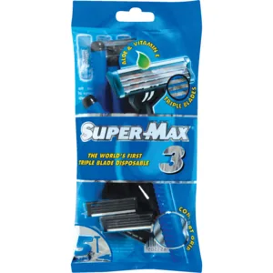 Super-Max Triple Blade Disposable Razors 5 Pack