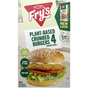 Fry's Frozen Plant-Based Crumbed Burgers 320g