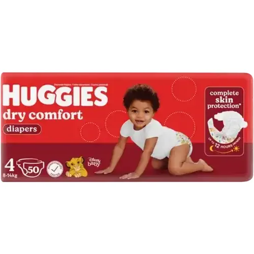 Huggies Dry Comfort Size 4 Disposable Nappies 50 Pack