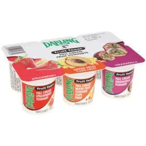 Darling Full Cream Strawberry, Mixed Fruit, Granadilla Flavoured Fruit Freast Yoghurt 6 x 100g