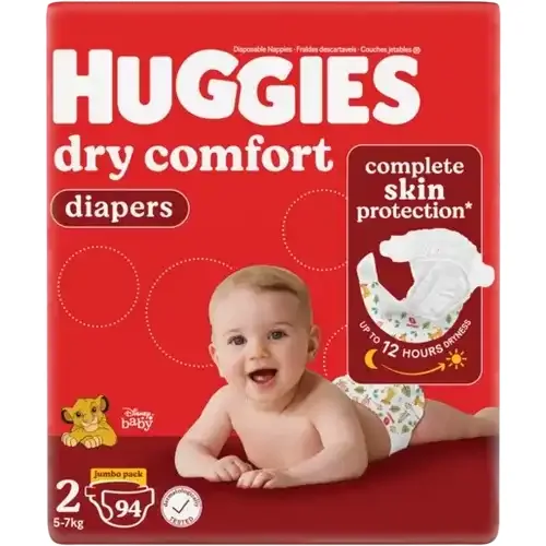 Huggies Dry Comfort Size 2 Disposable Nappies 94 Pack