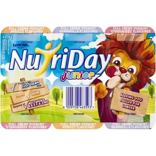 Danone NutriDay Junior Assorted Full Cream Yoghurt 6 x 70g