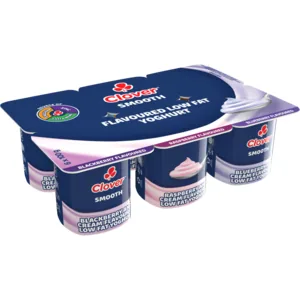 Clover Assorted Berry Flavoured Smooth Low Fat Yoghurt 6 x 100g