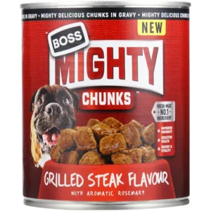 Boss Mighty Chunks Grilled Steak Flavour All Adult Wet Dog Food 775g