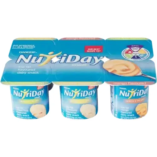 Danone NutriDay Low Fat Mixed Fruit, Pineapple And Mango Flavoured Dairy Snack 6 x 100g