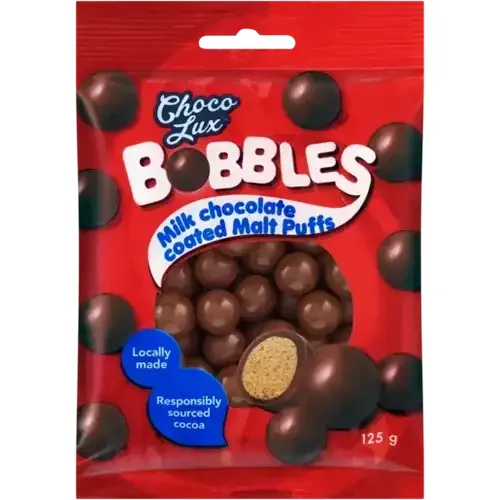 Choco Lux Bobbles Milk Chocolate Coated Malt Puffs 125g