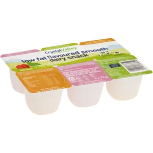 Crystal Valley Assorted Smooth Low Fat Flavoured Dairy Snack 6 x 75g