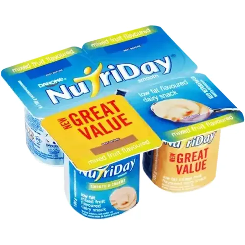 Danone NutriDay Mixed Fruit Flavoured Low Fat Smooth Dairy Snack 4 x 100g