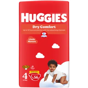 Huggies Dry Comfort Size 4 Disposable Nappies 56 Pack