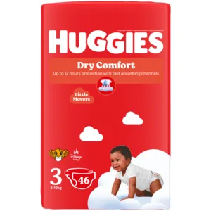Huggies Dry Comfort Size 3 Disposable Nappies 46 Pack