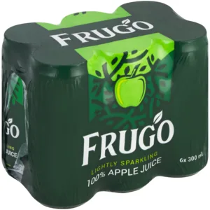 Frugo 100% Lightly Sparkling Apple Juice 6 x 300ml