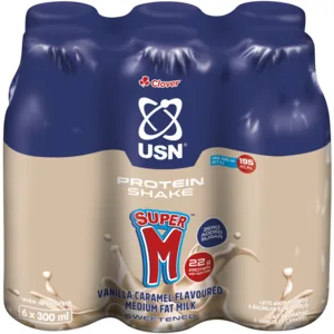 Clover Super M USN Vanilla Caramel Flavoured Medium Fat Protein Shake 6 x 300ml